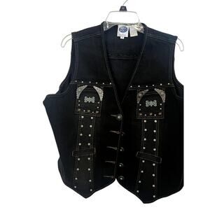 Diane Gilman 1x Fashion Vest cowboy rodeo vntg country plus size colorful denim